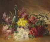 EDMOND VAN COPPENOLLE
Gand 1846-1914 Château-Landon

Blumenstillleben mit Chrysanthemen

Rechts unten signiert "F. Coppenolle".
Öl auf Lwd., 54 x 65 c...