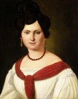 ITALIENISCHE SCHULE 19. JH.

Damenbildnis mit rotem Schal und roter Kette

Rückseitig übertragene, undeutliche Signatur "A. Capal..." und bezeichnet "...