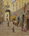 *
OSCAR RICCIARDI
Neapel 1864-1935 Neapel

Belebte Treppe vor Torbogen in süditalienischer Stadt

Unten rechts signiert "Ricciardi".
Öl auf Lwd., auf ...