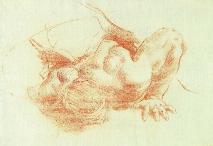 GAETANO GANDOLFI
San Matteo della Decima 1734-1802 Bologna

Figurenstudie

Rötel...