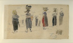 *
EUGENE LOUIS BOUDIN
Honfleur 1824-1898 Paris

Studie - Bretonische Frauen, ihre Wäschekörbe auf dem Kopf tragend

Unten rechts blauer Monogramm-Stem...