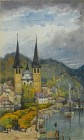 R. H. CATHBERT
Englischer Künstler, 1. Hälfte 19. Jh.

Ansicht der Hofkirche mit Bootssteg und Dampfschiffen

Entstanden wohl um 1840.
Aquarell, 23,2 ...