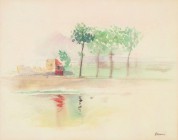*
JEAN LOUIS FORAIN
Reims 1852-1931 Paris

"La Berge"

Unten rechts signiert "Forain". Rückseitig Etikett der Galerie "Bernheim Jeune & Cie" mit hands...