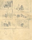 GUGLIELMO INNOCENTI
Italienischer Künstler, tätig in Rom 2. Hälfte 19. Jh.

Lot von 3 Blatt: Skizze mit 6 Darstellungen - Neapolitanerin - Tanzendes P...