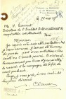 PAUL CLAUDEL
Villeneuve-sur-Fère 1868-1955 Paris

Eigenhändiges Schreiben mit Unterschrift

Französischer Schriftsteller, Dichter, Diplomat. An "Mr. H...