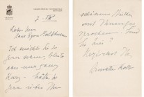 ANNETTE KOLB
München 1870-1967 München

Eigenhändiges Schreiben mit Unterschrift

Deutsche Schriftstellerin. Mit Briefkopf des Grand Hotel Continental...