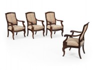*
Vier Fauteuils, Louis Philippe, Frankreich, 19. Jh.

Hartholz. Die Beine vorne geschwungen, hinten Säbelbeine. Gepolsterte Lehne und Sitzfläche. Pro...