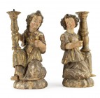 INNERSCHWEIZER SCHULE 18. JH.

Paar Leuchterengel

Holz vollrund geschnitzt und polychrom gefasst. Fassung teils lose und übergangen. H = 28,5 cm