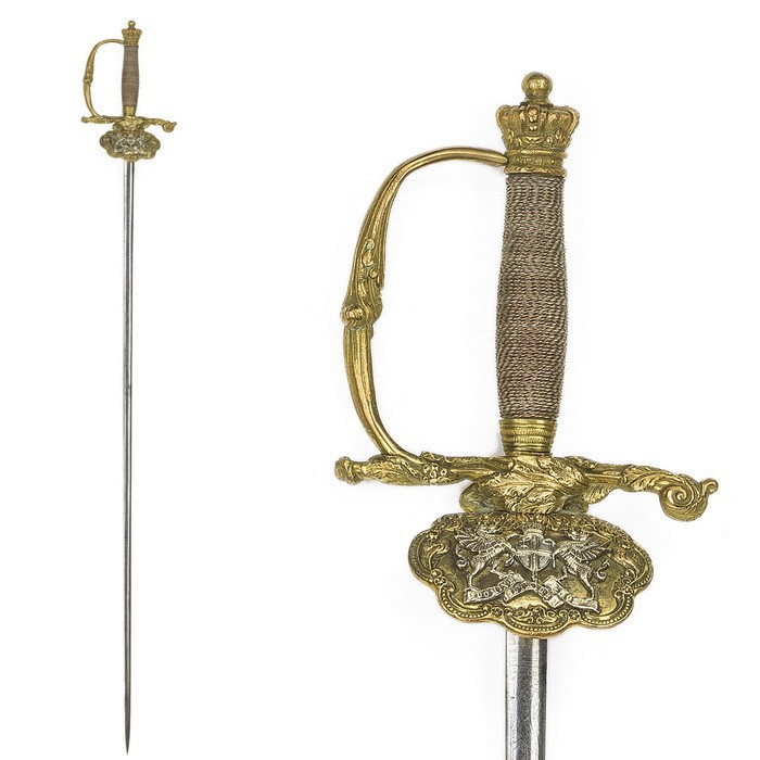Galadegen, englisch, 2. Hälfte 19. Jh.

Z 2
L 94 cm

City of London Court sword....
