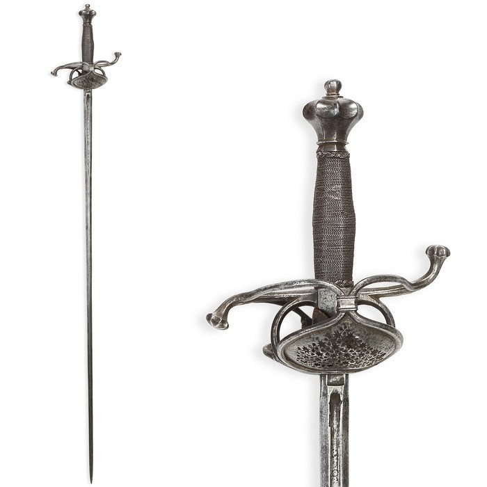 Rapier, spanisch od. deutsch/nierländisch, um 1620

Z 2
L 113 cm

Kreuzgefäss, E...