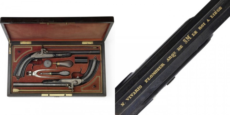 Perkussions-Pistolenpaar, belgisch, um 1865

Z 1-2
L 41 cm

Scheibenpistolen. Ok...