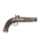Perkussionspistole, um 1830

Z 2
L 29 cm

Oktogonallauf (L 15,5 cm), Kal. 11 mm, gezogen, Visier und geschobenes Messingkorn. Schlossplatte und Hahn f...