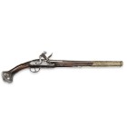 Steinschlosspistole, italienisch/osmanisch, 2. Hälfte 18. Jh.

Z 2
L 58,5 cm

Rundlauf (L 38,8 cm), Kal. 17 mm, erhabene Laufschiene, Kammerbereich mi...