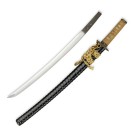 Kurzschwert/Wakizashi, japanisch, um 1655/57

Z 2
L 59,8 cm

Shintô-Klinge in Shinogi-zukuri, (Nagasa/L 45,1 cm), Suriage-Nakago mit zwei Mekugi-ana, ...
