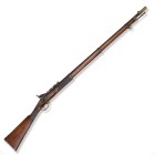 Perkussionsgewehr, englisch, 1853/64

Z 2
L 140,5 cm

Offizierswaffe, Hinterlader Syst. Snyder. Brünierter Rundlauf (L 90,3 cm), Kal. .577, Klappvisie...