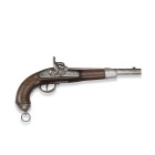 Perkussionspistole, österreichisch, M 1862

Z 2
L 26,3 cm

Kavallerie. Syst. Lorenz. Rundlauf (L 26,3 cm), Kal. 13,9 mm. Schlossplatte flach, Hahn bom...