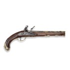 Steinschloss-Pistole, französisch, um 1830, Gauvain

Z 1-2
L 41,5 cm

Offizierswaffe. Rundlauf (L 25,8 cm), Kal. 15 mm, Kammerdrittel mit senkrechten ...