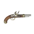 Steinschlosspistole, französisch, M An 13 (1804/05)

Z 2-3
L 35,5 cm

Rundlauf (L 20 cm), Kal. 18 mm. Schlossplatte berieben. Messinggarnitur mit star...