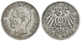 Alemania. Bavaria. Otto. 2 marcos. 1898. Munich. D. (Km-913). Ag. 11,02 g. MBC-. Est...20,00.