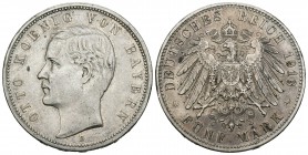 Alemania. Bavaria. Otto. 5 marcos. 1913. Munich. D. (Km-915). (Dav-618). Ag. 27,75 g. EBC-. Est...45,00.