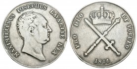 Alemania. Bavaria. Maximilian IV. Thaler. 1814. (Km-706). (Dav-552). Ag. 29,11 g. MBC-. Est...80,00.