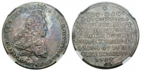 Alemania. Brunswich Luneburg-Calenberg-Hannover. George II. 1/4 thaler. 1727. (Km-181). Ag. Muerte de George I Ludwig. Encapsulada por NN Coins como A...