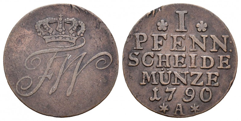 Alemania. Prussia. Friederich Wilhelm II. 1 pfennig. 1790. Berlín. A. (Km-353a)....
