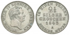 Alemania. Prussia. Wilhelm II. 2 1/2 silver groschen. 1843. Berlín. A. (Km-444). Ag. 3,25 g. SC-. Est...50,00.