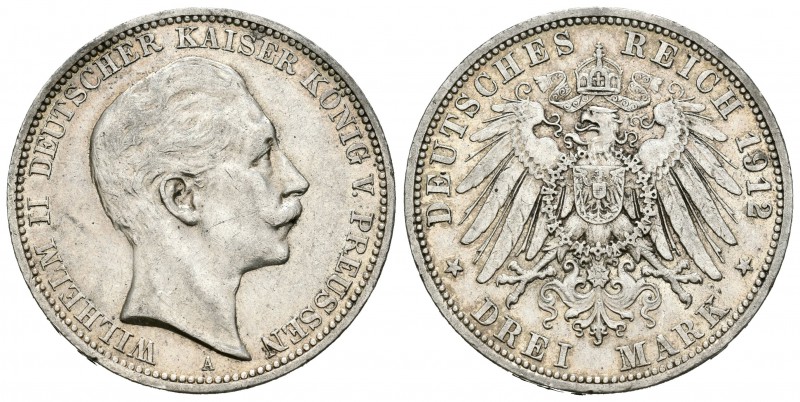 Alemania. Prussia. Wilhelm II. 3 marcos. 1912. Berlín. A. (Km-527). Ag. 16,65 g....