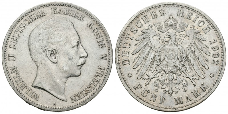 Alemania. Prussia. Wilhelm II. 5 marcos. 1902. Berlín. A. (Km-523). (Dav-789). A...
