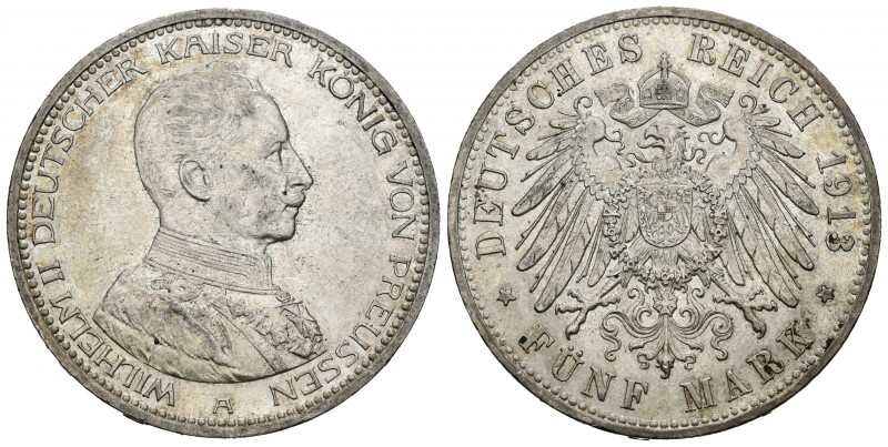 Alemania. Prussia. Wilhelm II. 5 marcos. 1913. Berlín. A. (Km-536). (Dav-791). A...