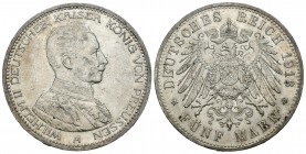 Alemania. Prussia. Wilhelm II. 5 marcos. 1913. Berlín. A. (Km-536). (Dav-791). Ag. 27,78 g. Brillo original. EBC. Est...50,00.