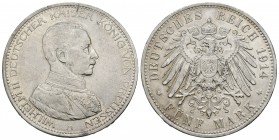 Alemania. Prussia. Wilhelm II. 5 marcos. 1914. Berlín. A. (Km-536). Ag. 27,74 g. EBC-. Est...35,00.