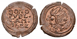 Alemania. Saxony. 3 pfennig. 1622. (Km-3). Ae. 0,71 g. Brillo original. EBC. Est...35,00.