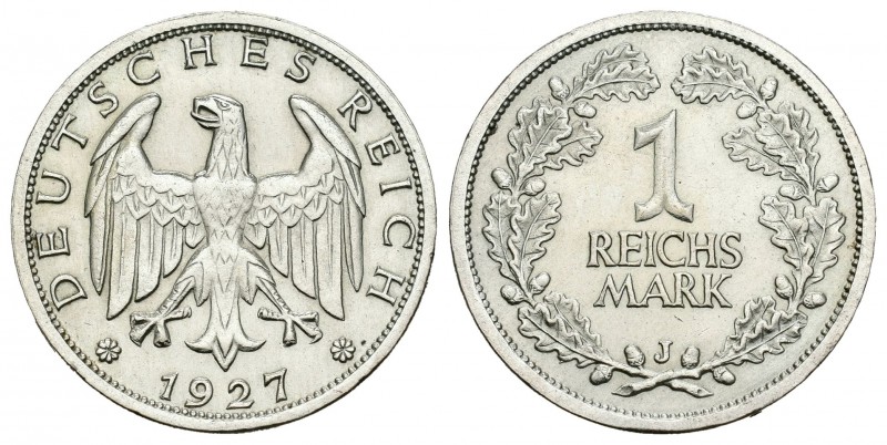 Alemania. Wiemar Republic. 1 marco. 1927. Hamburgo. J. (Km-44). Ag. 4,93 g. EBC....