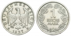 Alemania. Wiemar Republic. 1 marco. 1927. Hamburgo. J. (Km-44). Ag. 4,93 g. EBC. Est...65,00.