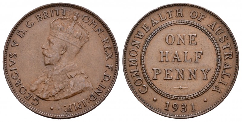 Australia. George V. 1/2 penny. 1931. (Km-22). Ae. 5,57 g. EBC-. Est...75,00.