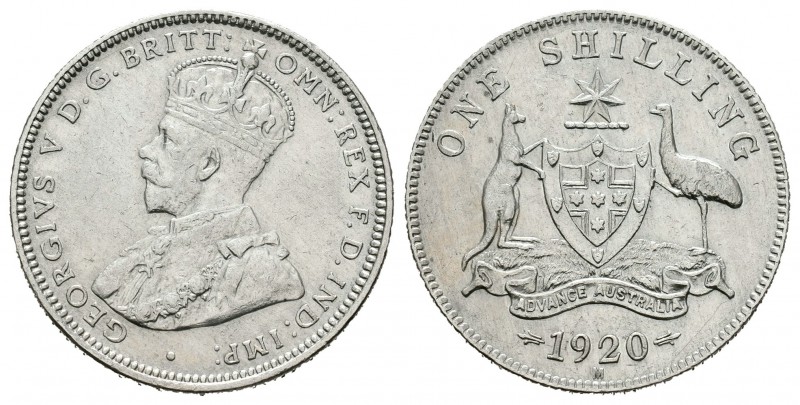 Australia. George V. 1 shilling. 1920. Melbourne. M. (Km-26). Ag. 5,64 g. Ligera...