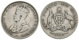 Australia. George V. 1 florín. 1922. Melbourne. (Km-27). Ag. 11,10 g. BC+. Est...45,00.
