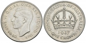Australia. George VI. 1 corona. 1937. (Km-34). Ag. 28,30 g. Commonwealth of Australia. EBC+. Est...25,00.