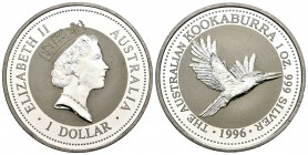 Australia. Elizabeth II. 1 dollar. 1996. (Km-289.1). Ag. 31,71 g. Kookaburra. PROOF. Est...30,00.