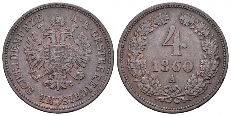 Austria. Franz Joseph I. 4 kreuzer. 1860. Viena. A. (Km-22194.4). Ae. 13,44 g. G...