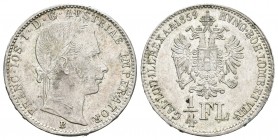 Austria. Franz Joseph I. 1/4 florín. 1859. Kremnitz. B. (Km-2214). Ag. 5,35 g. EBC. Est...20,00.