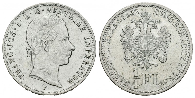 Austria. Franz Joseph I. 1/4 florín. 1862. Venecia. V. (Km-2214). Ag. 5,31 g. EB...