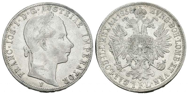 Austria. Franz Joseph I. 1 florín. 1858. Viena. V. (Km-2219). Ag. 12,28 g. MBC/M...