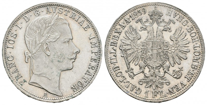 Austria. Franz Joseph I. 1 florín. 1859. Viena. A. (Km-2219). Ag. 12,30 g. Brill...