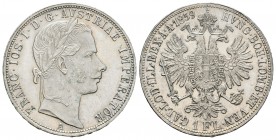 Austria. Franz Joseph I. 1 florín. 1859. Viena. A. (Km-2219). Ag. 12,30 g. Brillo original. SC-. Est...40,00.