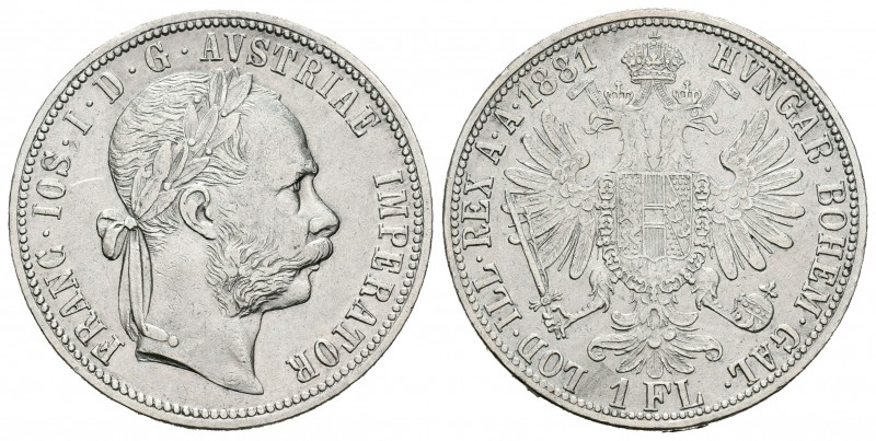 Austria. Franz Joseph I. 1 florín. 1881. (Km-2222). Ag. 12,24 g. Limpiada. MBC+....