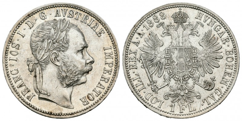 Austria. Franz Joseph I. 1 florín. 1888. Viena. (Km-2222). Ag. 12,36 g. Brillo o...