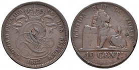 Bélgica. Leopoldo I. 10 céntimos. 1883. (Km-2.1). Ae. 19,86 g. MBC-. Est...40,00.